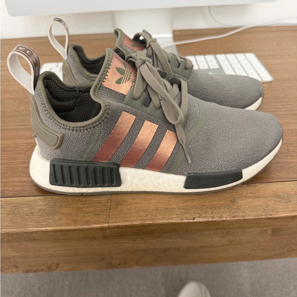 Adidas Olive and Beige Sneakers